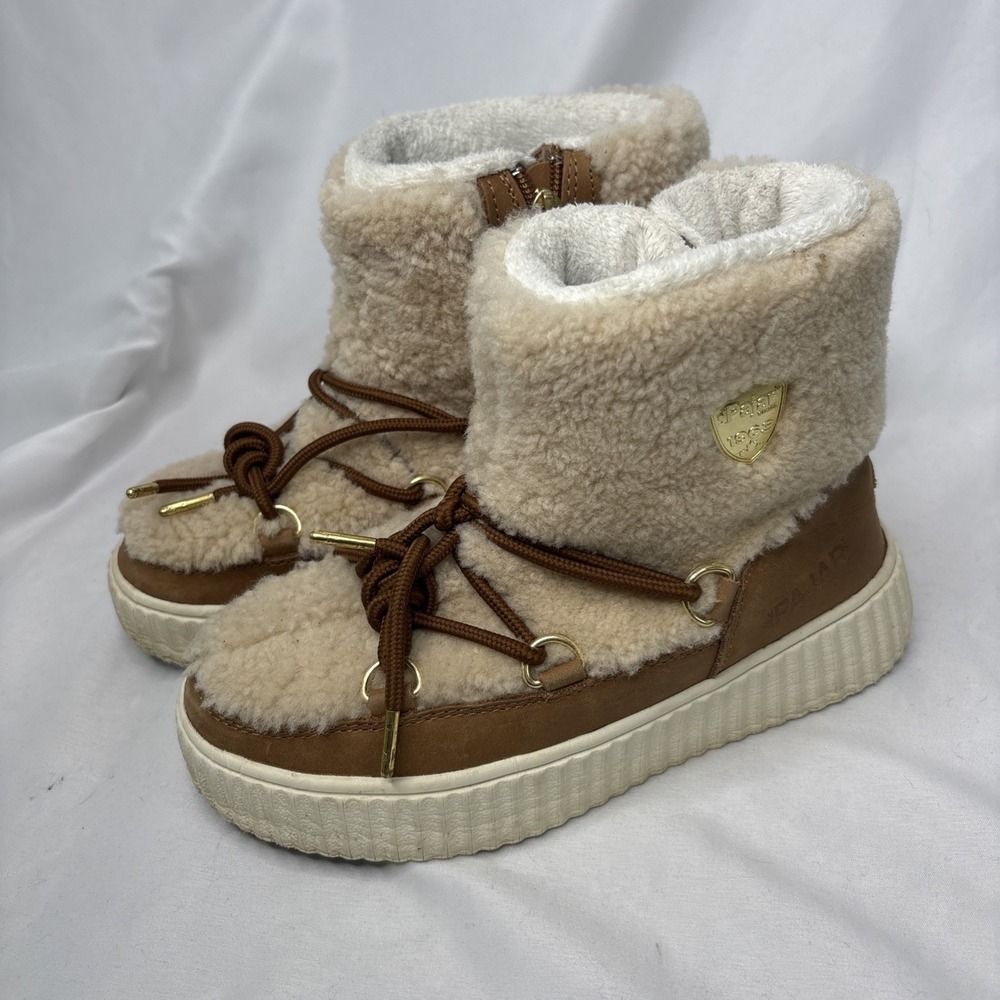 Pajar Canada Ceria In Church Brown/Cream 5/5.5 Waterproof Shearling‎ Snow Boots